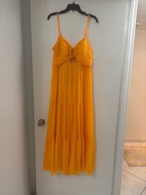 Knot-Front Spaghetti Strap Maxi Dress in Yellow